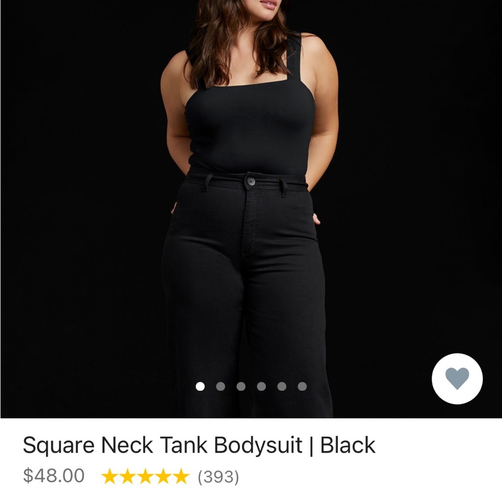 nuuds Black Square Neck Tank Bodysuit